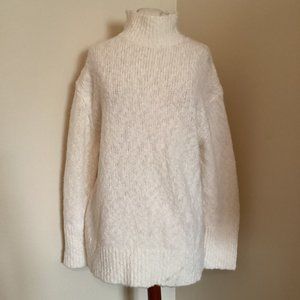 NWT $445 VINCE WOOL BLEND OVERSIZED TEXTURED KNIT MOCK NECK SWEATER in CREAM M